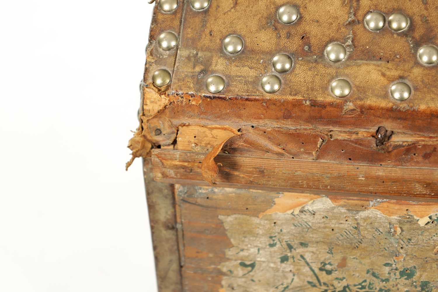 A 17TH CENTURY DOME TOP STUDDED LEATHER TRUNK - Image 13 of 14