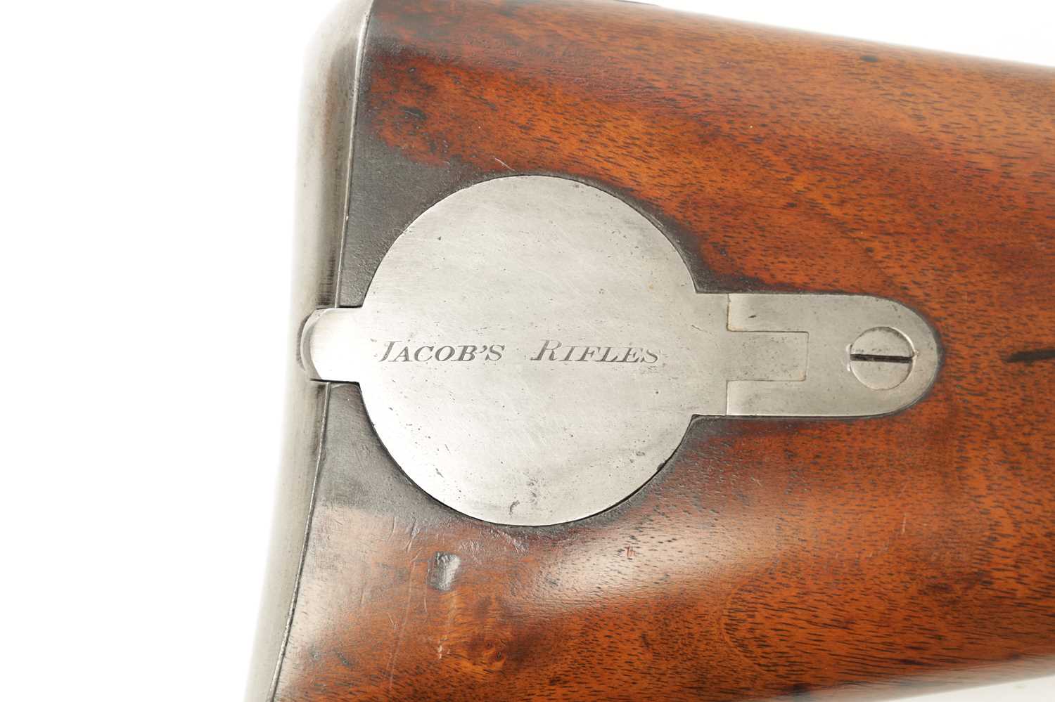 A RARE 19TH CENTURY SWINBURN & SON JACOBS PERCUSSION RIFLE WITH BAYONET - Image 15 of 17