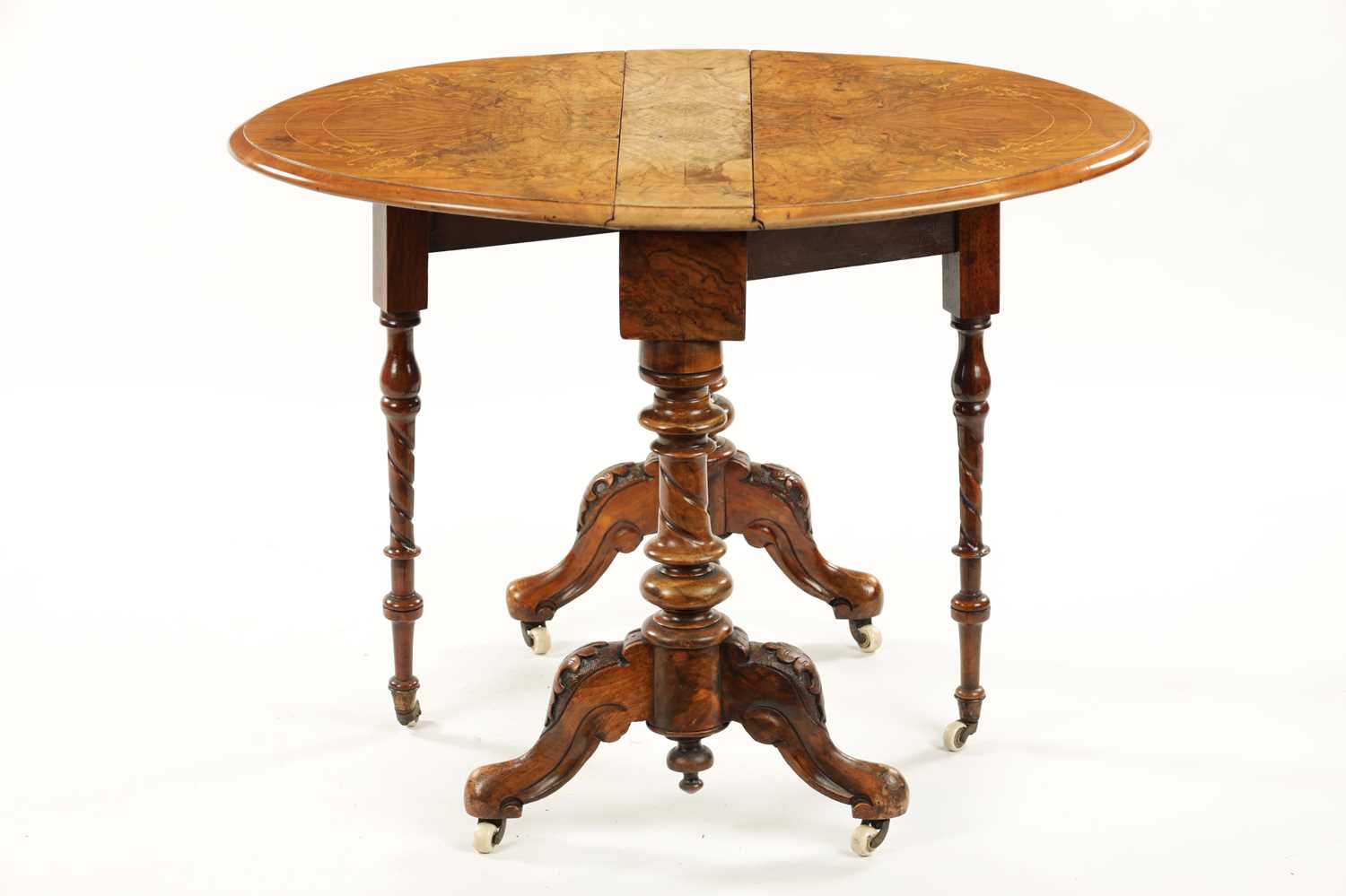 A 19TH CENTURY INLAID WALNUT MINIATURE SUTHERLAND TABLE - Image 6 of 6