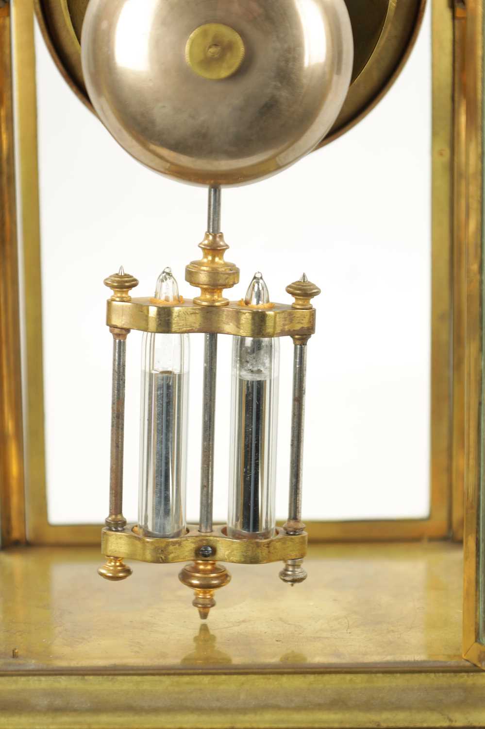 A LATE 19TH CENTURY FRENCH GILT BRASS FOUR-GLASS MANTEL CLOCK - Image 8 of 10