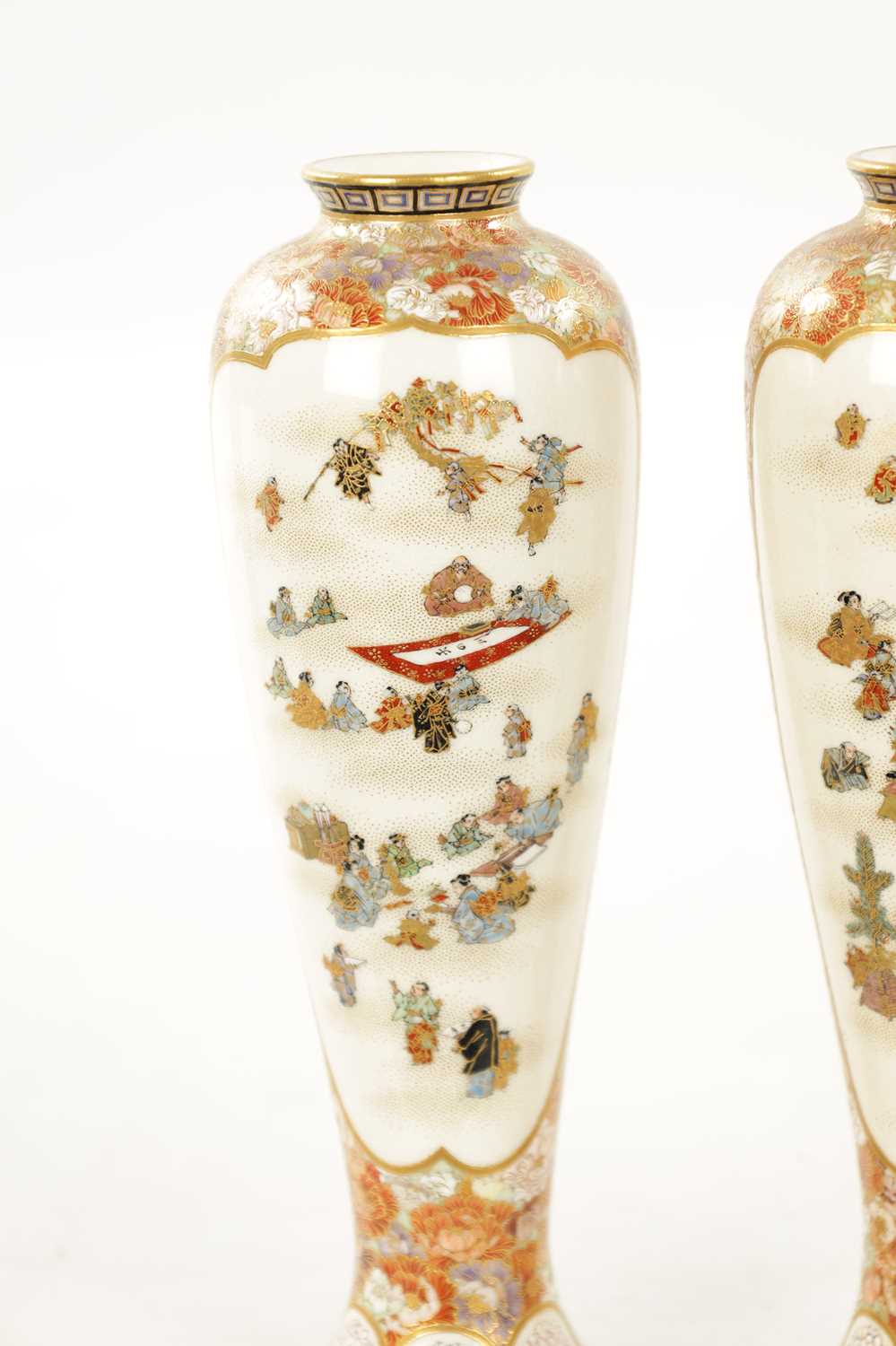 YABU MEIZAN (1853-1934) A FINE PAIR OF MEIJI PERIOD JAPANESE SATSUMA VASES - Image 8 of 24