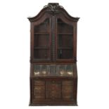 AN 18TH CENTURY APPRENTICE MINIATURE BUREAU BOOKCASE