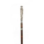 A LATE 19TH CENTURY CHINESE SILVER WALKING STICK