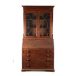 A GEORGE III MAHOGANY BUREAU BOOKCASE