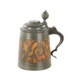 A 19TH CENTURY SWEDISH COMMEMORATIVE OAK AND PEWTER TANKARD