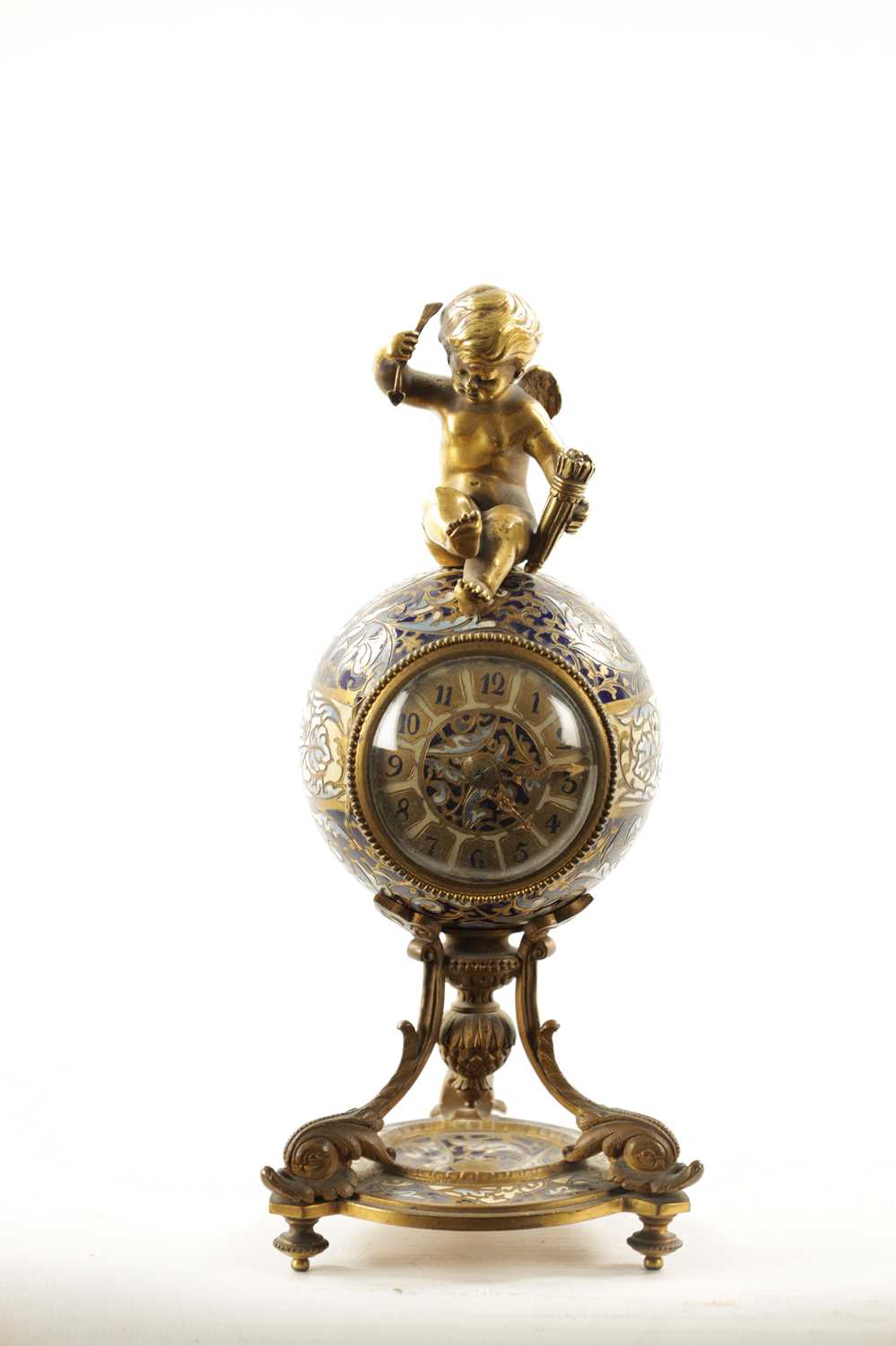 A LATE 19TH CENTURY FRENCH ORMOLU CHAMPLEVE ENAMEL MANTEL CLOCK - Image 2 of 8