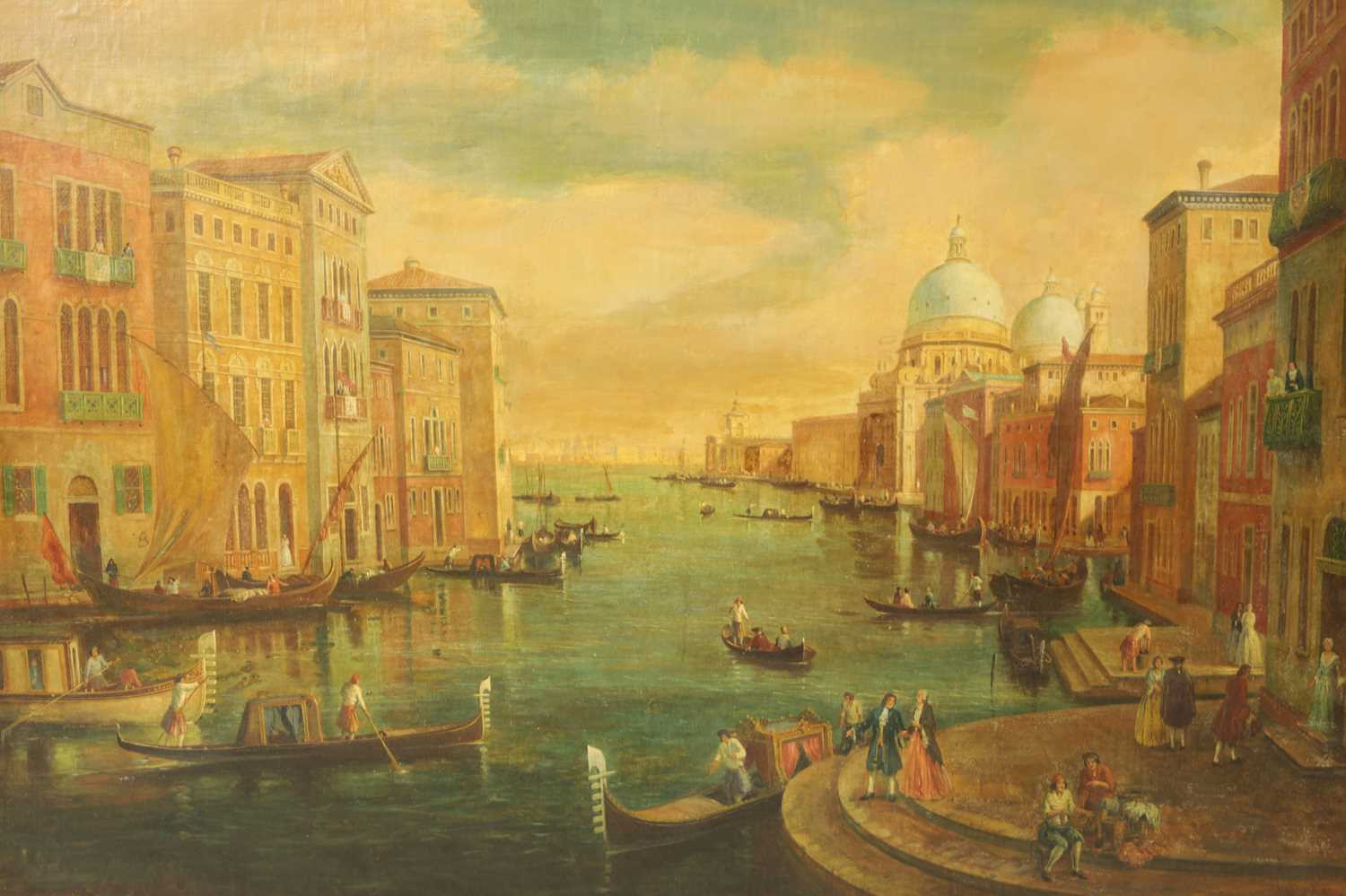 A LARGE 19TH CENTURY OIL ON CANVAS VIEW ON THE GRAND CANEL, VENICE - Image 2 of 8