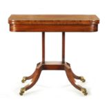 A REGENCY FIGURED MAHOGANY AND INLAID CARD TABLE