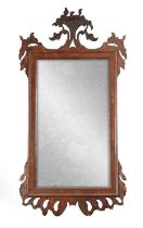 A LARGE MID 18TH CENTURY WALNUT HANGING MIRROR