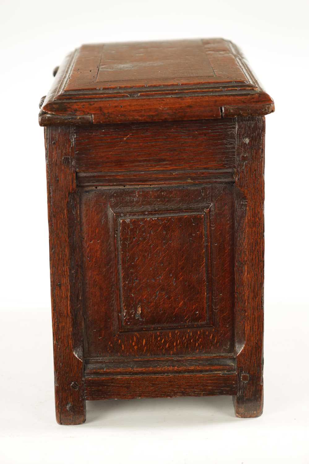 A RARE 17TH CENTURY MINIATURE OAK COFFER - Image 10 of 10