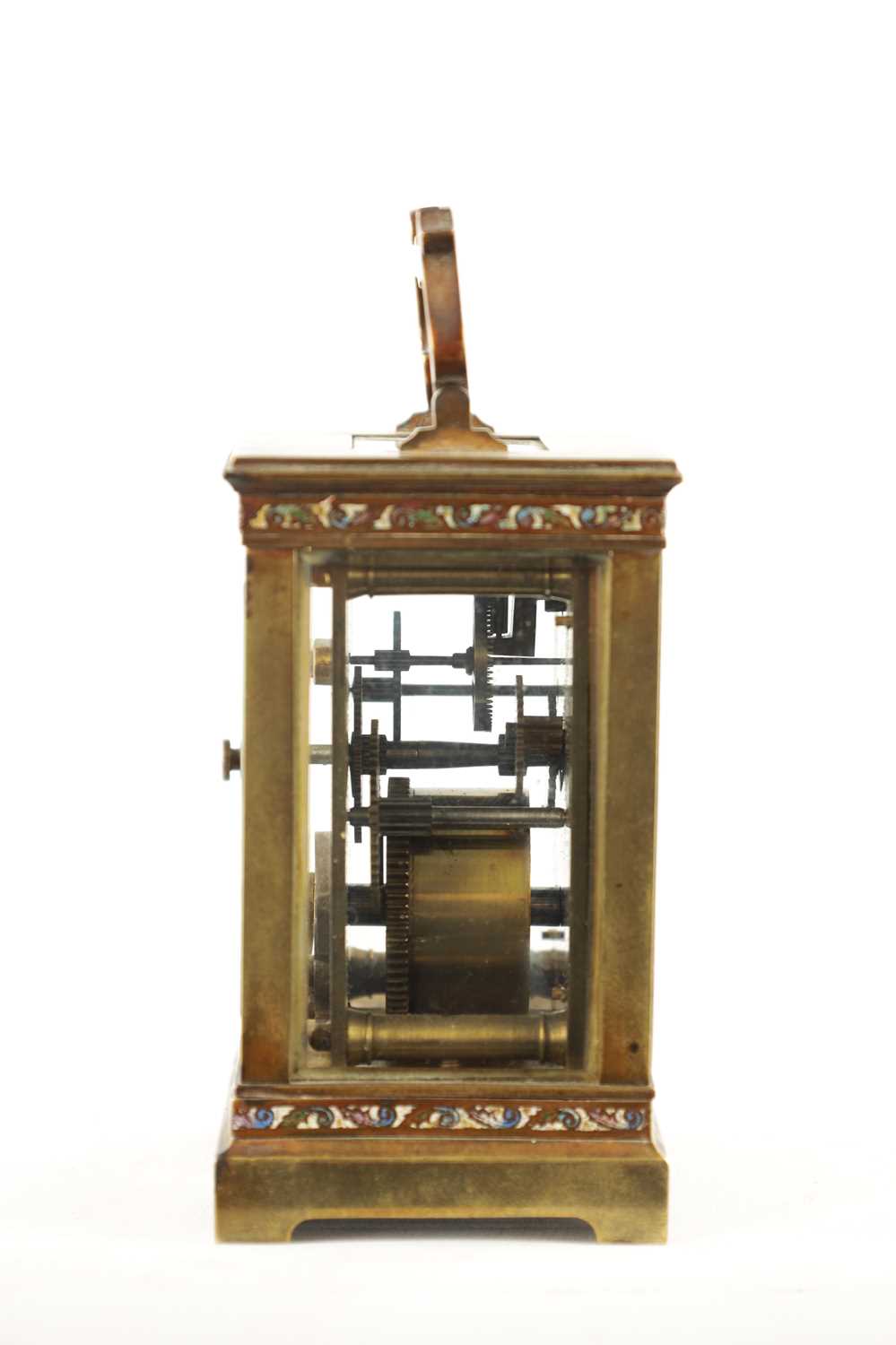 A LATE 19TH CENTURY FRENCH CHAMPLEVE ENAMEL CARRIAGE CLOCK - Image 7 of 8