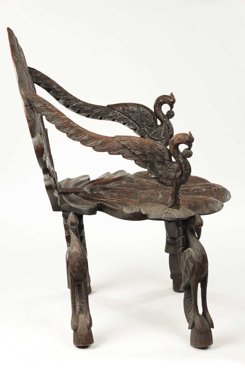 A 19TH CENTURY ANGLO-INDIAN CARVED HARDWOOD ARMCHAIR - Image 8 of 11