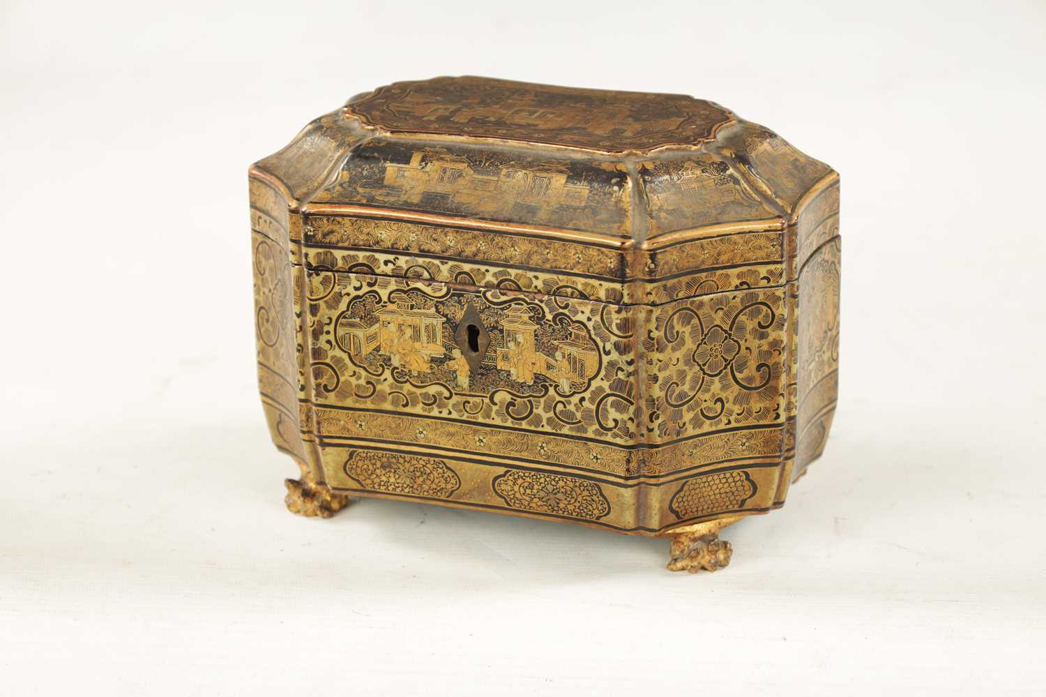 A GOOD 19TH CENTURY CHINESE EXPORT LACQUER WORK TEA CADDY - Image 2 of 13