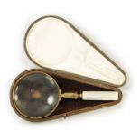A LATE 19TH CENTURY CASED MAGNIFYING GLASS
