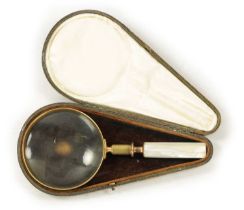 A LATE 19TH CENTURY CASED MAGNIFYING GLASS