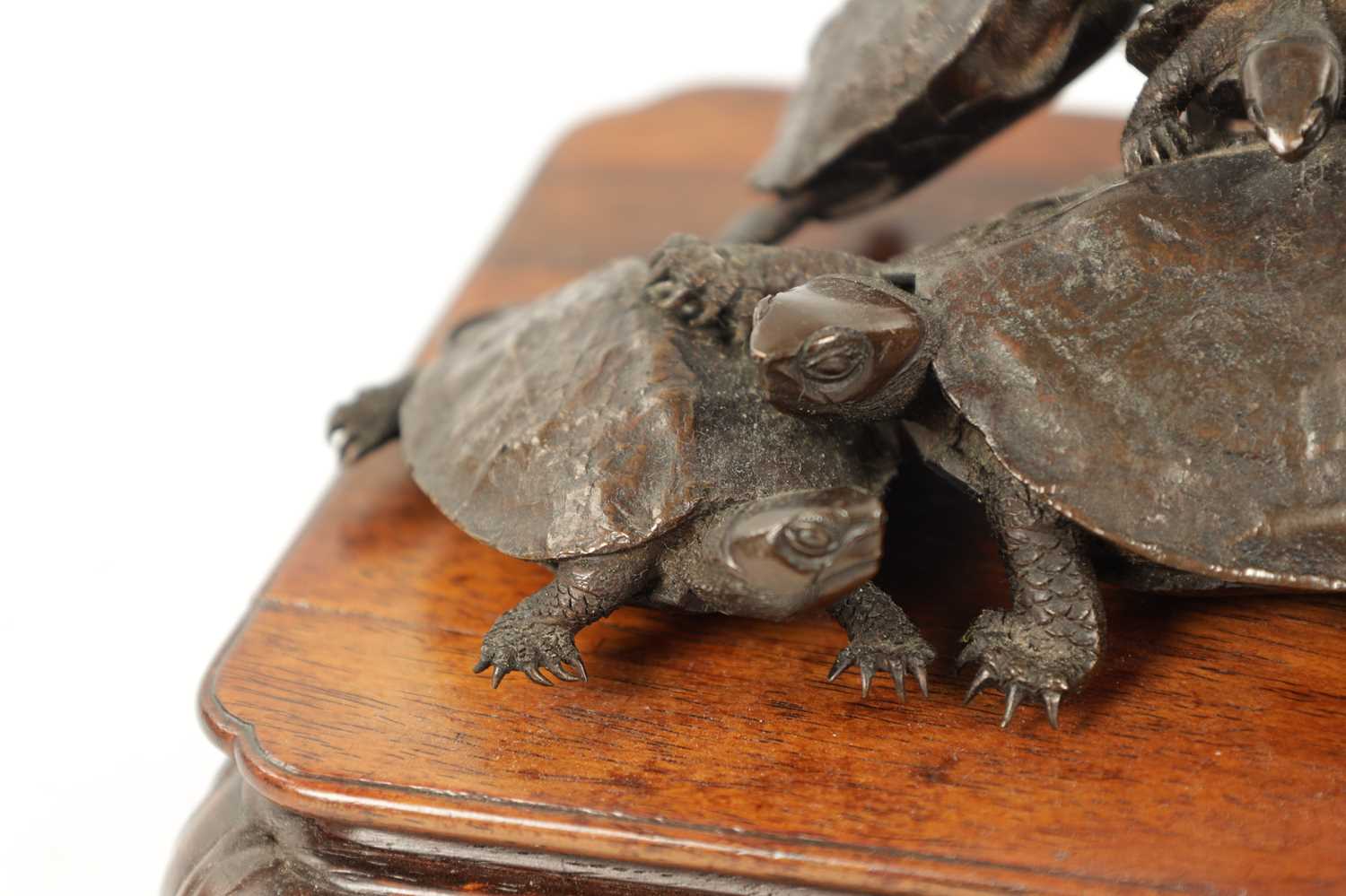 A FINE JAPANESE MEIJI PERIOD BRONZE SCULPTURE OF A GROUP OF TURTLES - Image 5 of 8