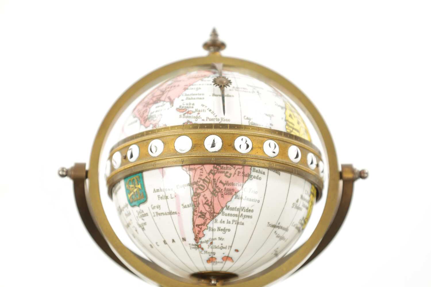 ANTOINE REDIER, PARIS. A LATE 19TH CENTURY ROTATING ENAMEL GLOBE CLOCK - Image 2 of 7