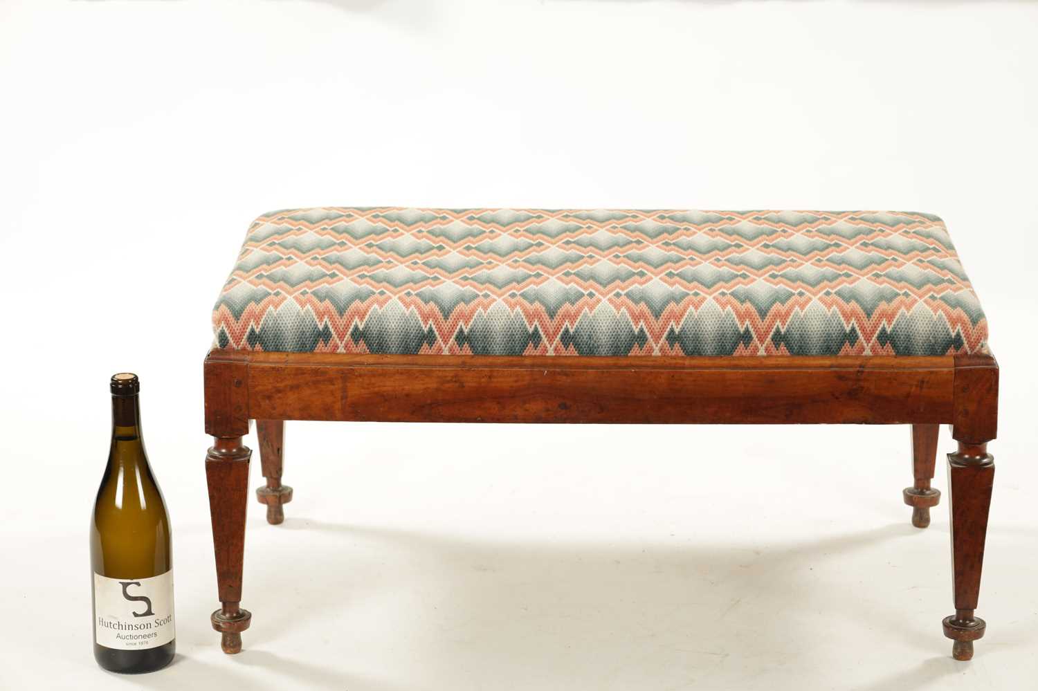 A LATE 18TH CENTURY MAHOGANY UPHOLSTERED DRESSING ROOM STOOL - Image 3 of 6