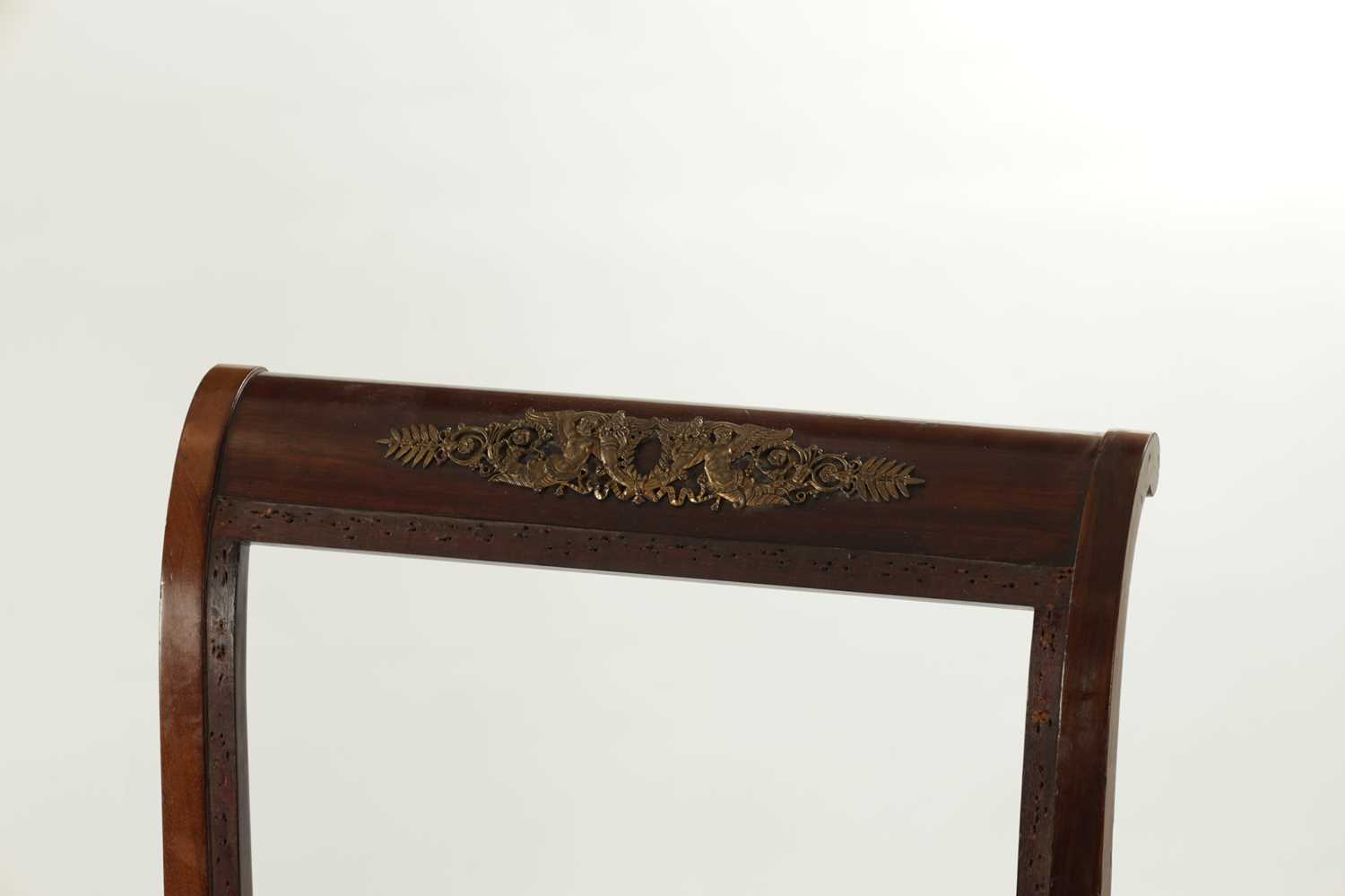 TWO SIMILAR 19TH CENTURY EMPIRE STYLE ORMOLU MOUNTED MAHOGANY ARMCHAIRS - Image 2 of 5