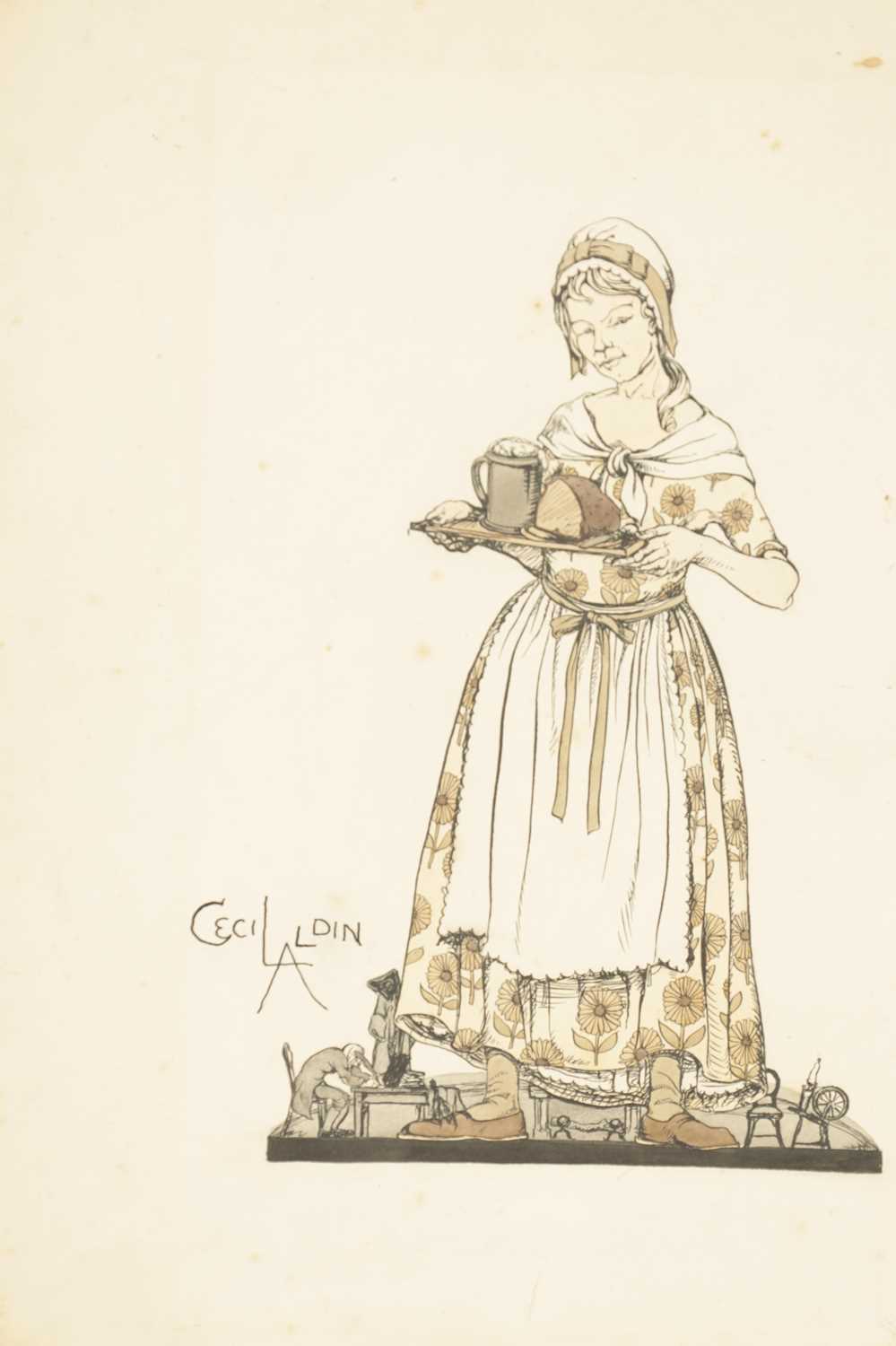 CECIL ALDIN (1870-1935) TWO PEN AND INK DRAWINGS OF A MAID AND MISTRESS - Image 5 of 6
