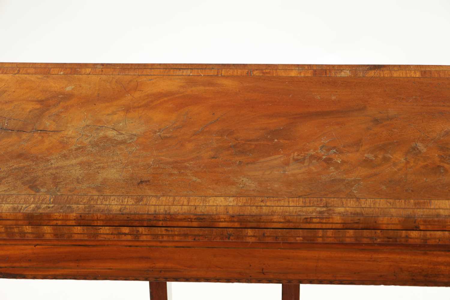 A REGENCY FIGURED MAHOGANY AND INLAID CARD TABLE - Image 4 of 10