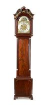 JOHN TAYLOR, MANCHESTER. A GEORGE III FIGURED MAHOGANY LONGCASE CLOCK