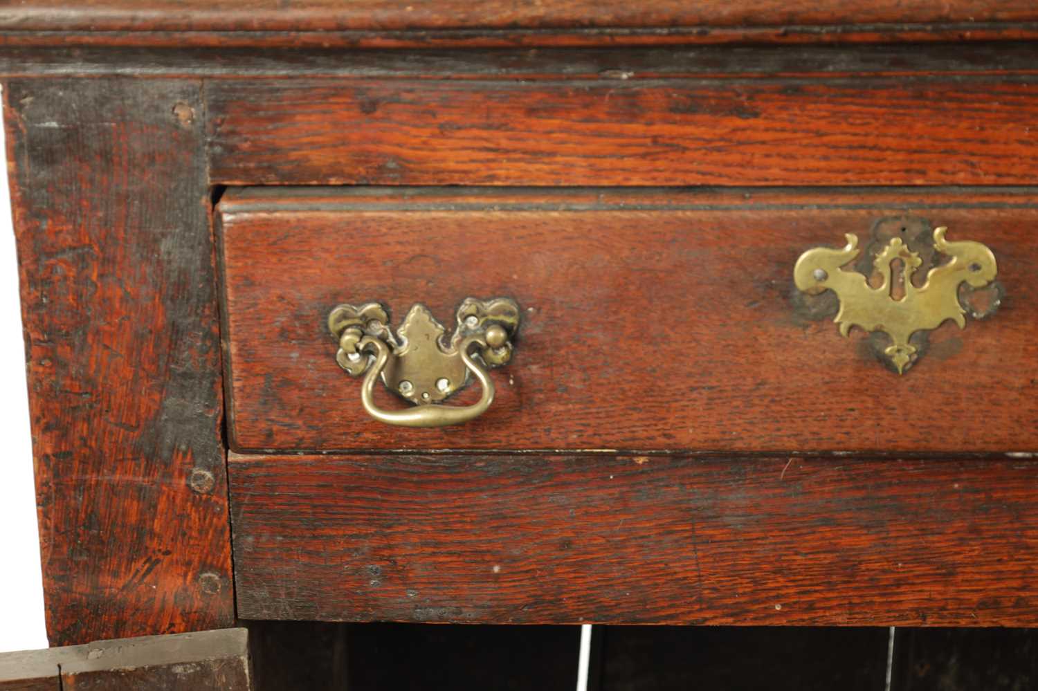 AN EARLY 18TH CENTURY OAK TWO DRAWER DRESSER BASE - Image 3 of 9