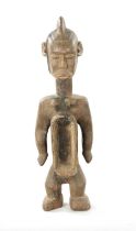 A CARVED AFRICAN KORO FEMALE LIBATION CUP / FIGURE