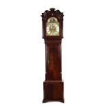 JOHN WYKE, LIVERPOOL. AN EARLY GEORGE III FIGURED MAHOGANY EIGHT DAY LONGCASE CLOCK