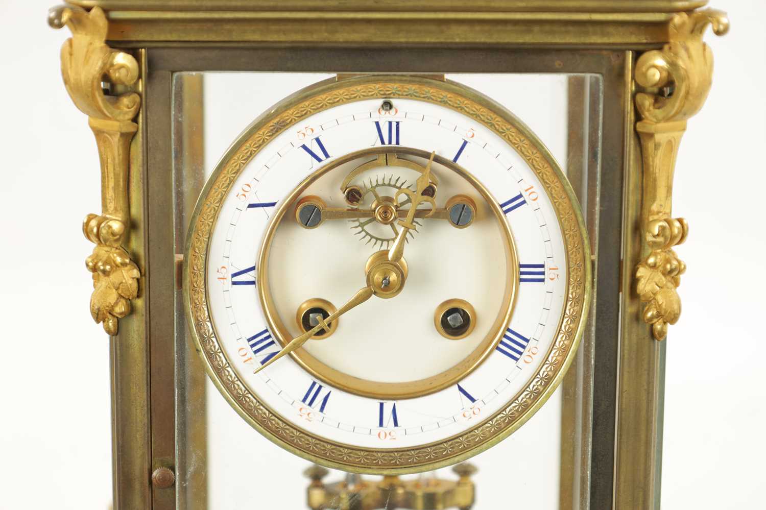 A LATE 19TH CENTURY FRENCH GILT BRASS FOUR-GLASS MANTEL CLOCK - Image 2 of 10