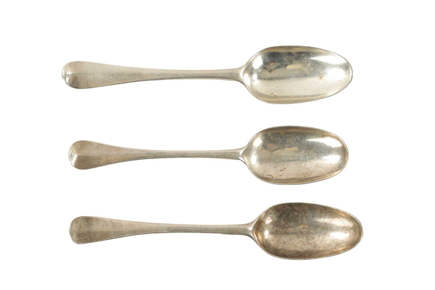 THREE QUEEN ANNE SILVER RATTAIL TABLESPOONS