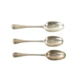 THREE QUEEN ANNE SILVER RATTAIL TABLESPOONS