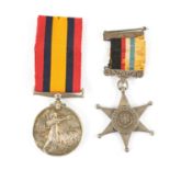 A SILVER KIMBERLEY STAR MEDAL AND A QUEENS SOUTH AFRICAN MEDAL