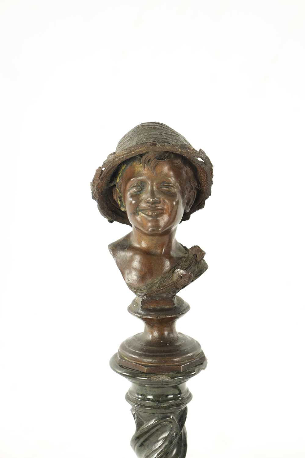 A MATCHED PAIR OF LATE 19TH CENTURY BRONZE MINIATURE BUSTS - Image 3 of 6