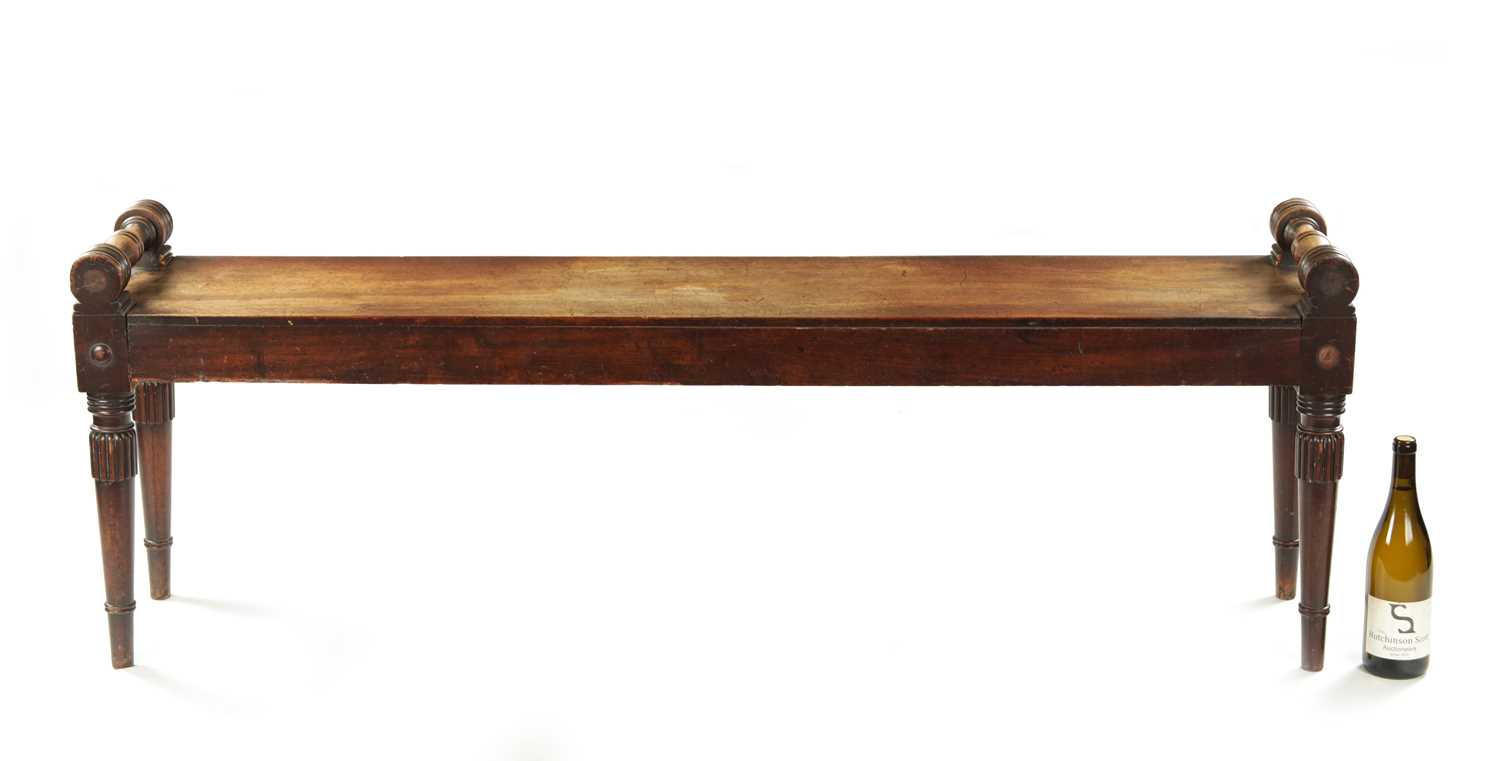 A WILLIAM IV MAHOGANY HALL BENCH OF LARGE SIZE - Image 2 of 10