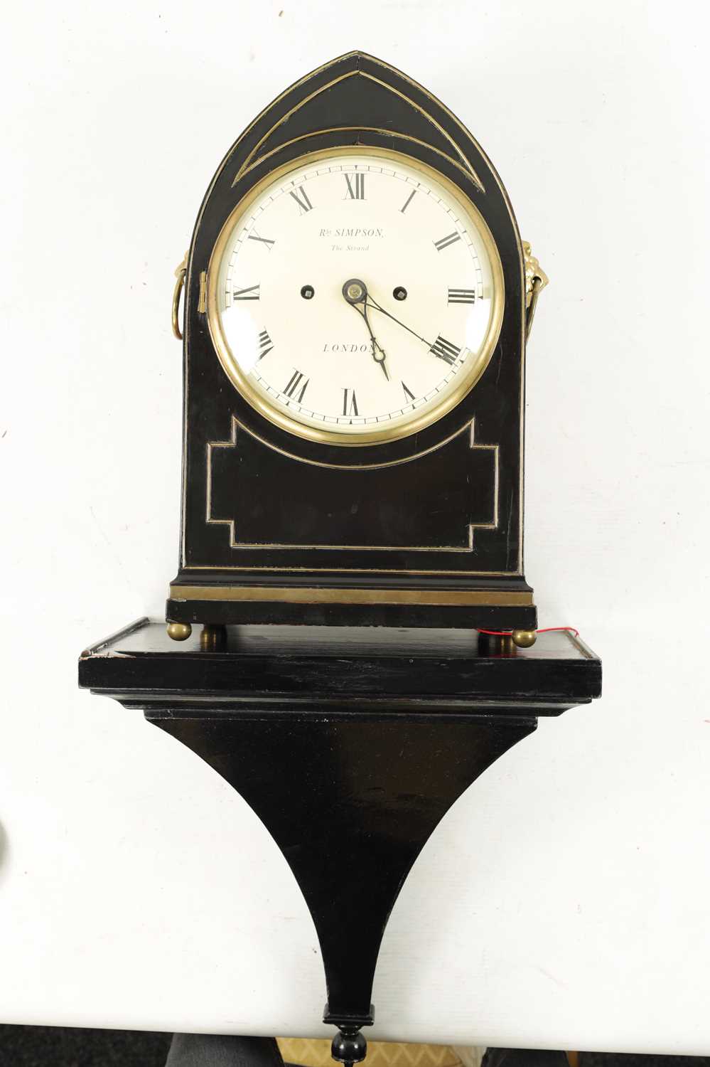 ROBERT SIMPSON, LONDON. A REGENCY EBONISED BRACKET CLOCK WITH BRACKET