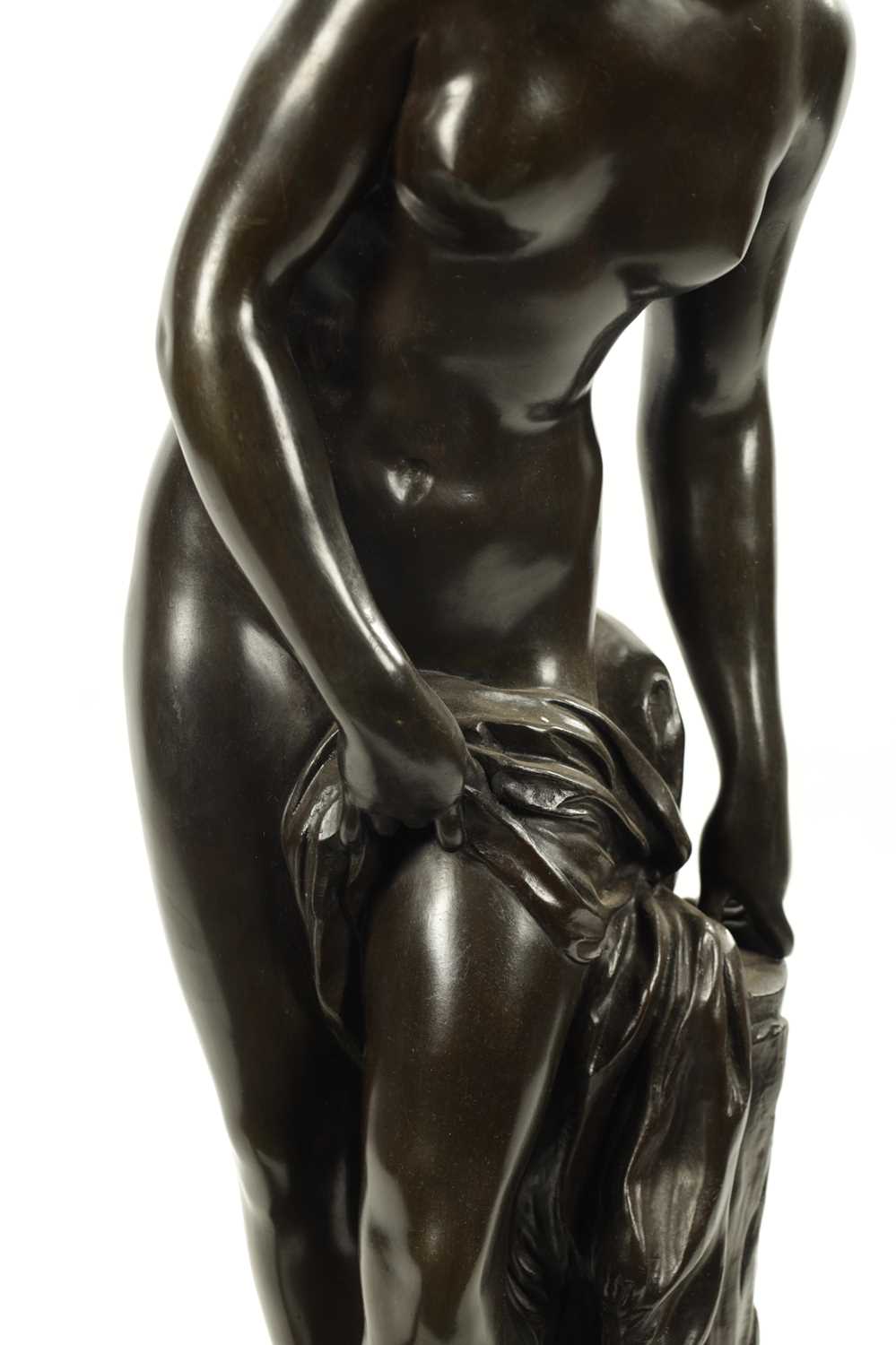 AFTER ETIENNE-MAURICE FALCONET. A LARGE LATE 19TH CENTURY PATINATED BRONZE SCULPTURE - Image 5 of 9