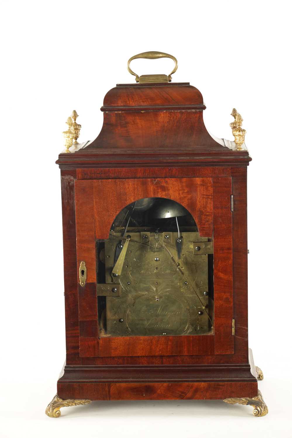 CHARLES MORGAN, LONDON. NO. 2680. A GEORGE III QUARTER CHIMING VERGE BRACKET CLOCK WITH CALENDAR AND - Image 7 of 14