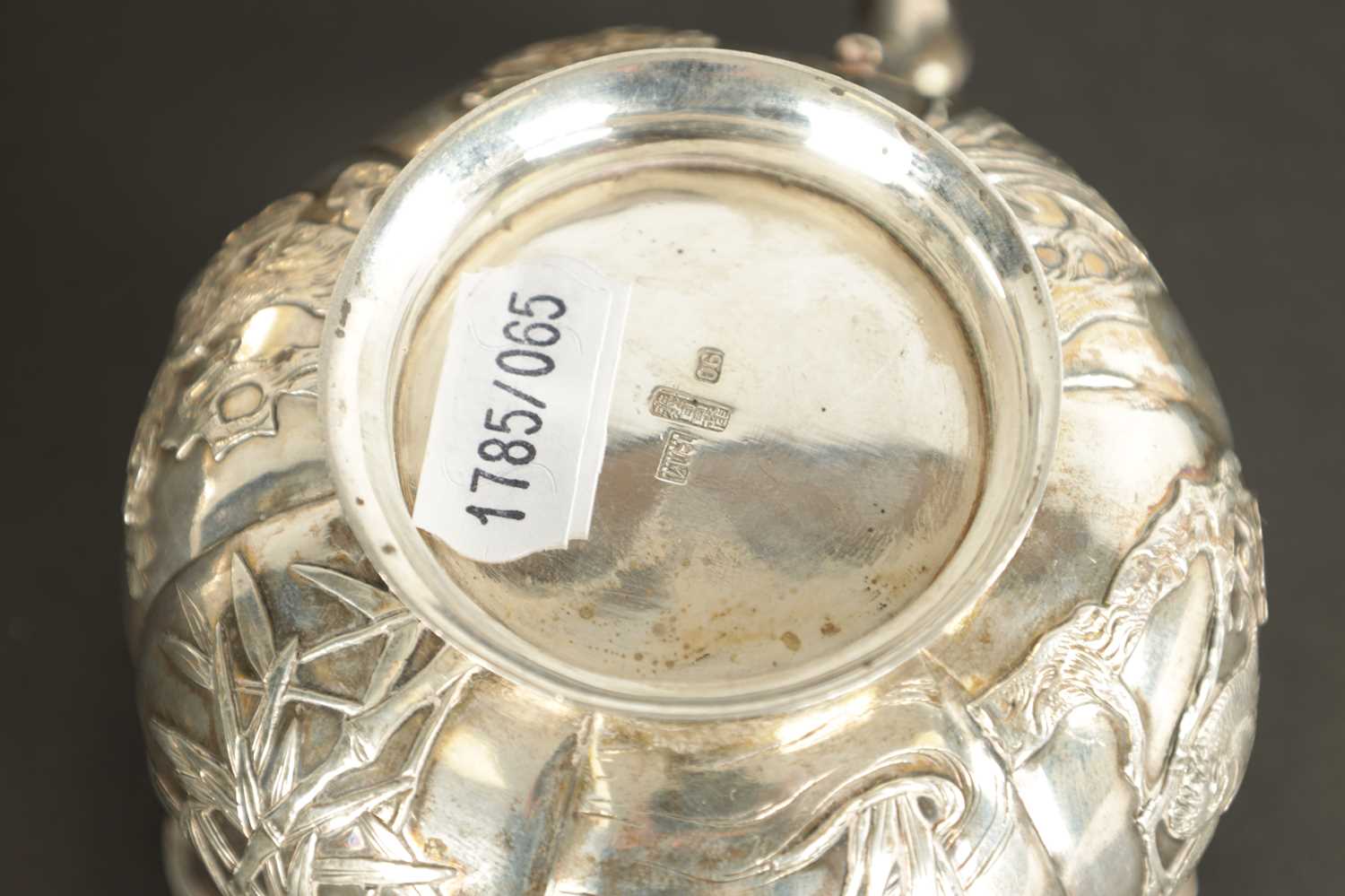 A LATE 19TH CENTURY CHINESE SILVER THREE-PIECE TEA SET - Image 9 of 9