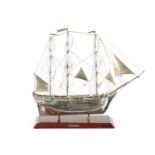 A 20TH CENTURY SILVER MODEL OF THE FAMOUS HMS BOUNTY SHIP