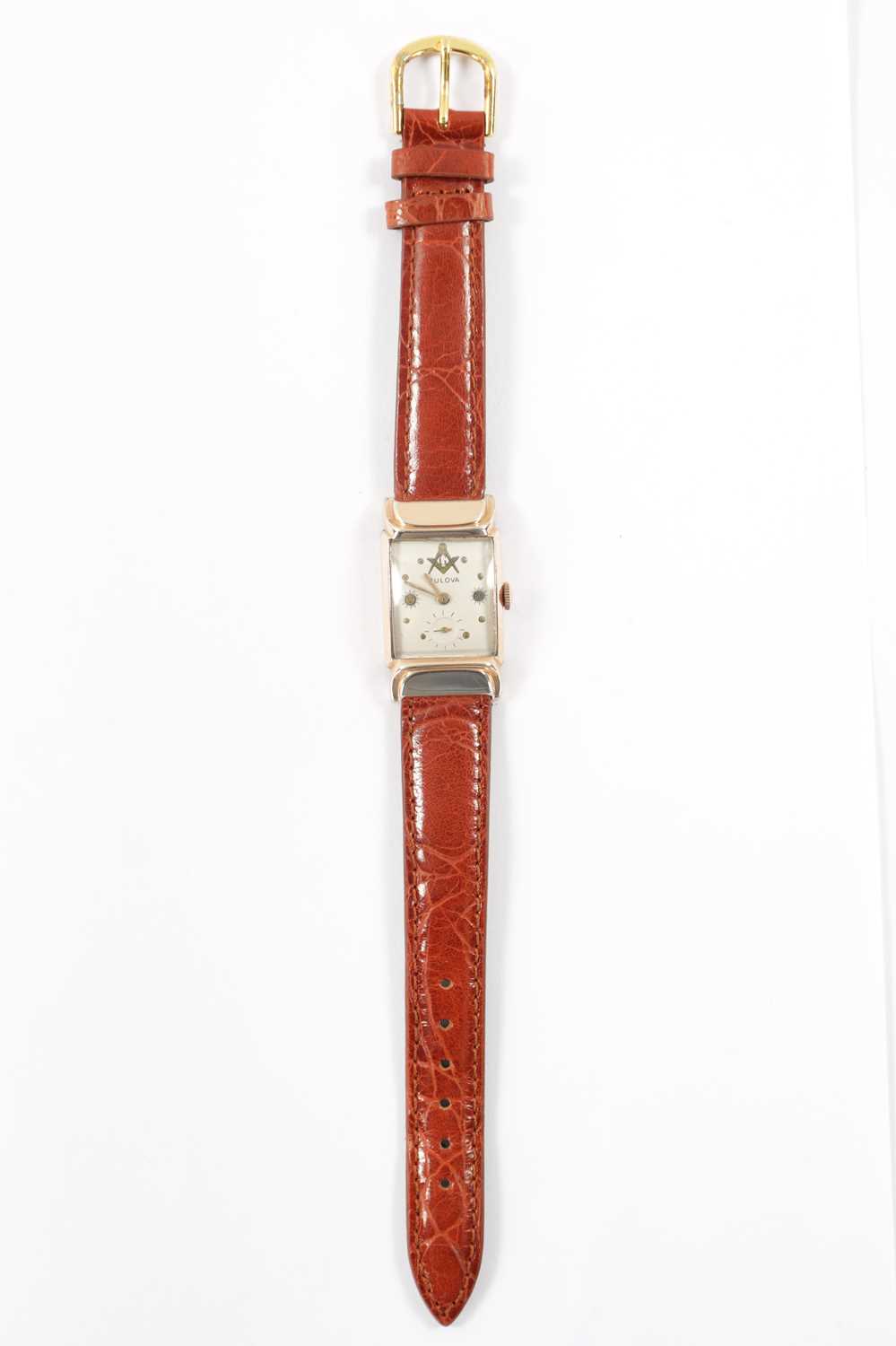 A 1940’S ROLLED GOLD BULOVA MASONIC WRISTWATCH - Image 4 of 7