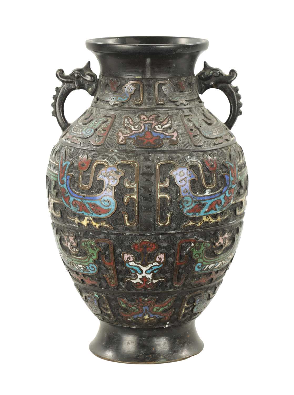 A CHINESE BRONZE AND CLOISONNE ENAMEL VASE