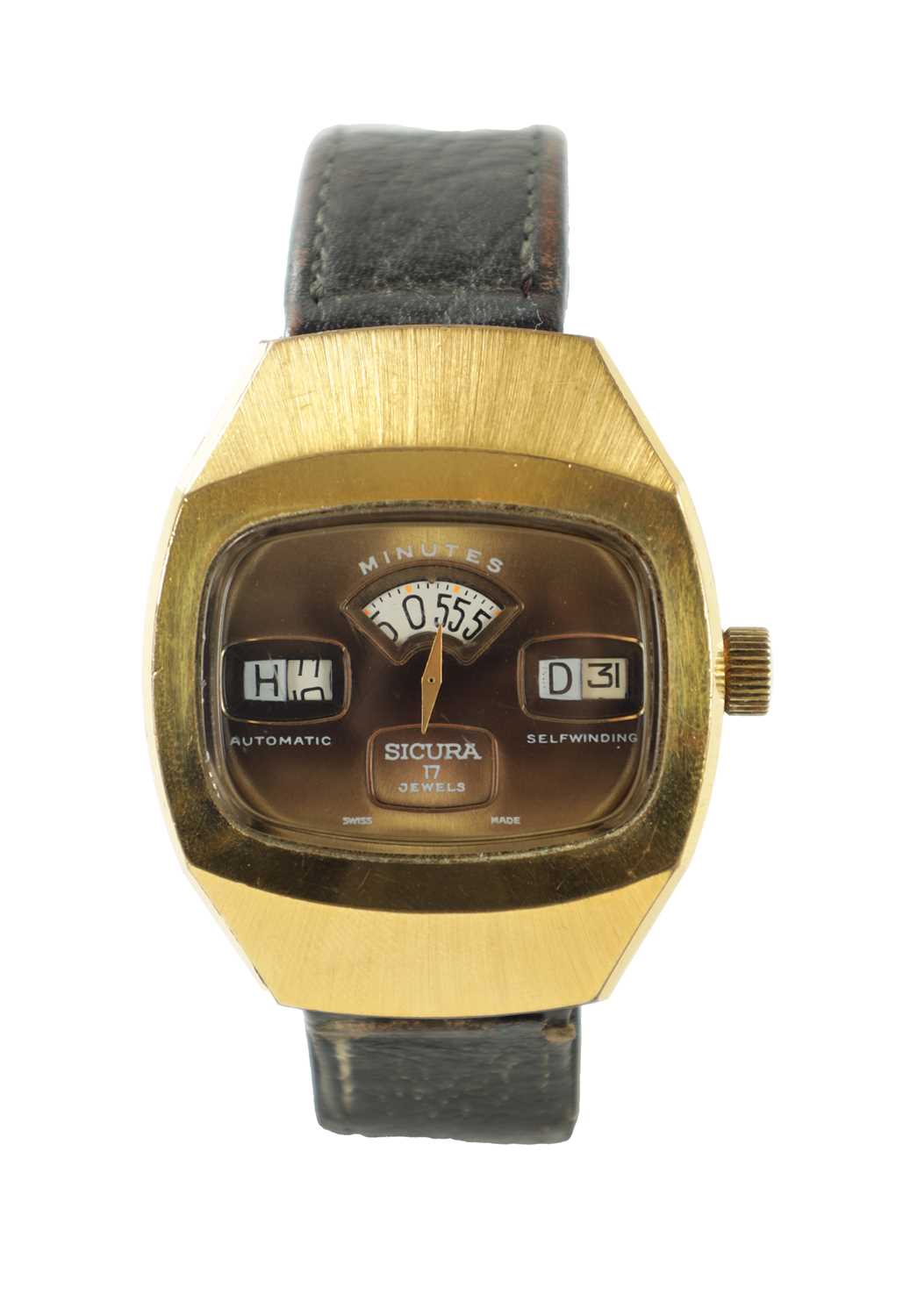 A 1960’S SICURA JUMP HOUR AUTOMATIC WRISTWATCH