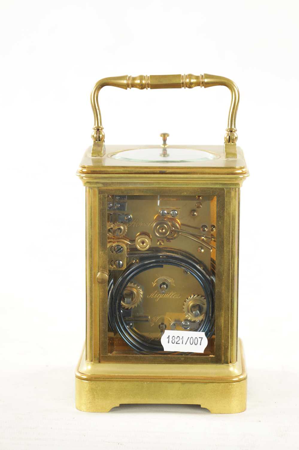 A LATE 19TH CENTURY FRENCH BRASS CASED GRAND SONNERIE CARRIAGE CLOCK - Image 13 of 15