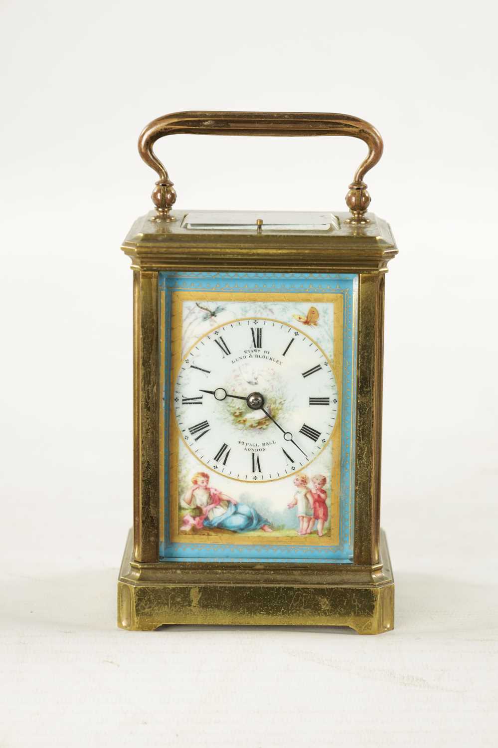 A LATE 19TH CENTURY FRENCH PORCELAIN PANELLED REPEATING CARRIAGE CLOCK - Image 3 of 10