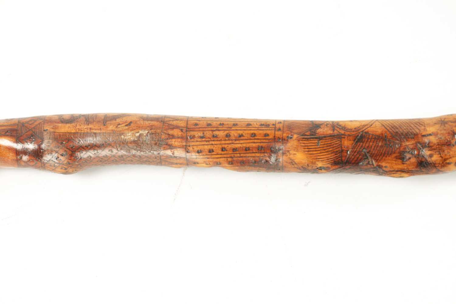 A RARE VICTORIAN FOLK ART CARVED HAWTHORN WALKING STICK DATED 1860 - Image 7 of 7