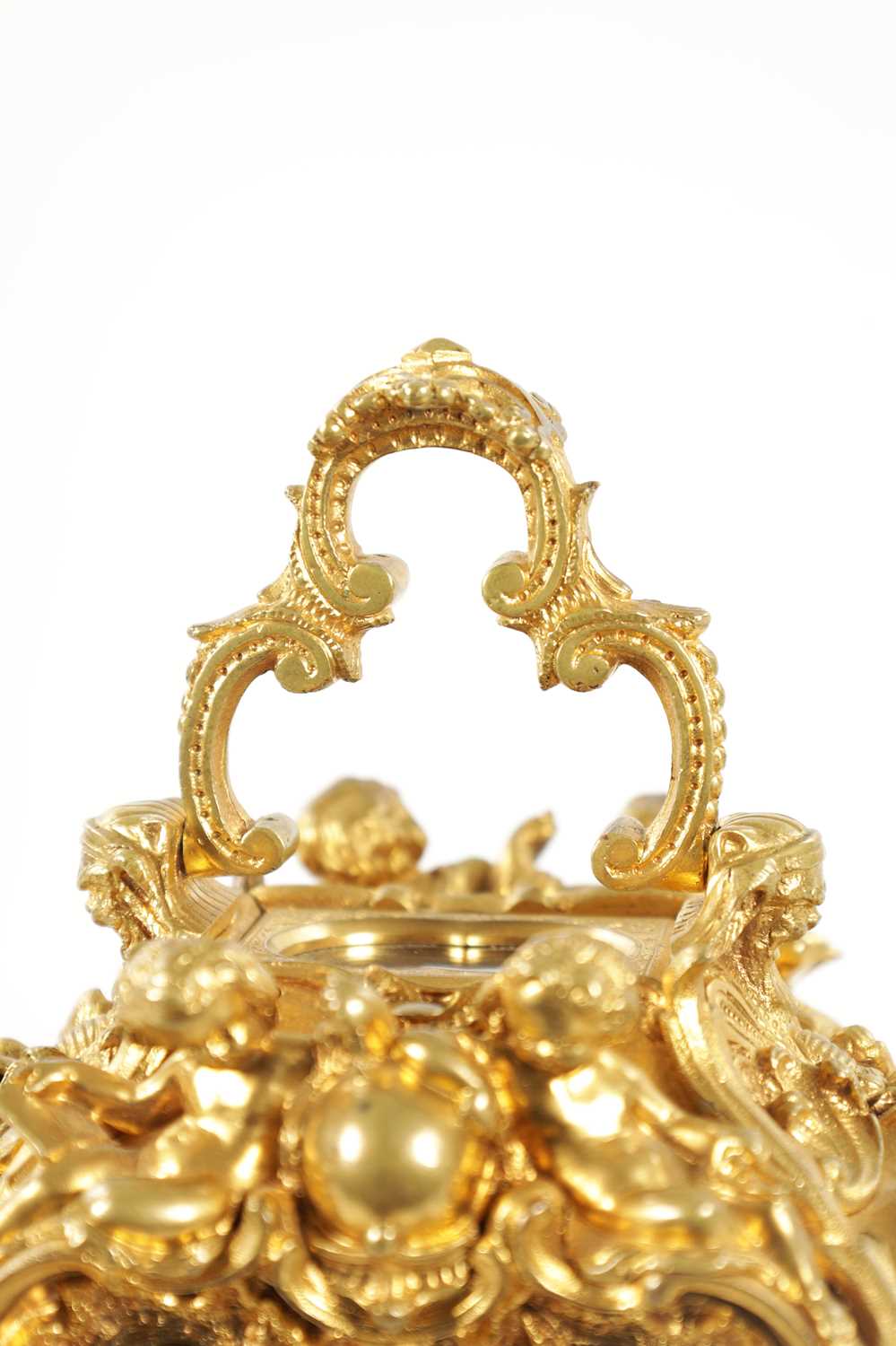 GROHE, PARIS. A FINE AND RARE MID 19TH CENTURY FRENCH CAST GILT BRASS ROCOCO REPEATING PETITE SONNER - Image 3 of 17