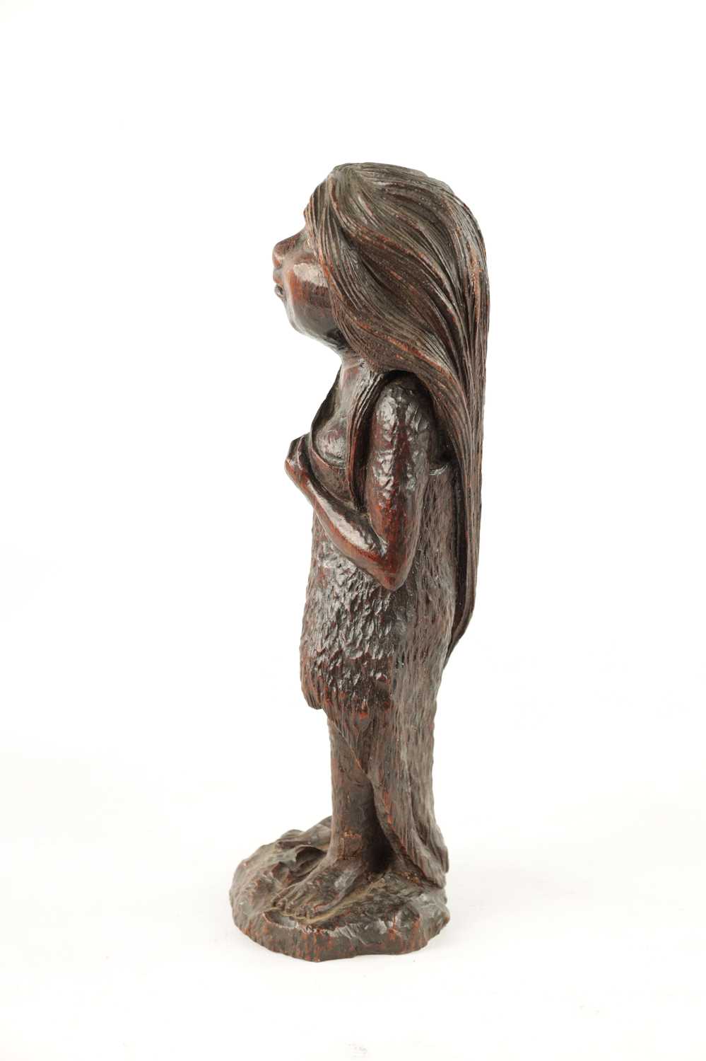 AN UNUSUAL 19TH CENTURY FOLK ARK CARVED WALNUT FIGURE OF A MYTHICAL FEMALE - Image 5 of 7
