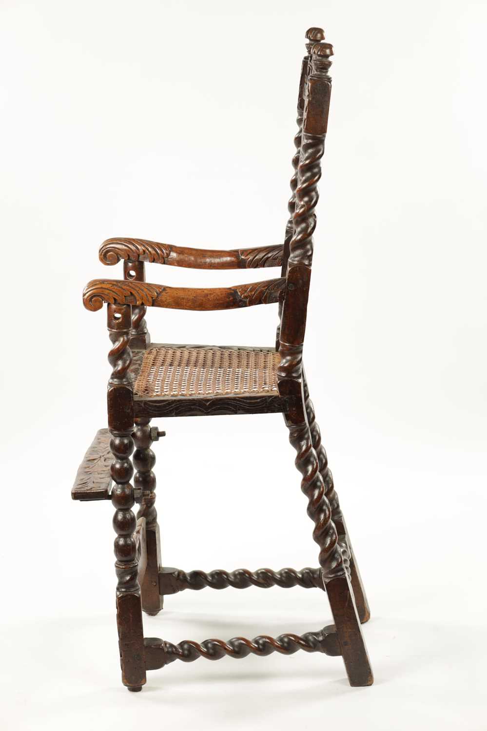 A RARE CHARLES II JOINED WALNUT CHILD’S HIGH CHAIR - Image 8 of 11