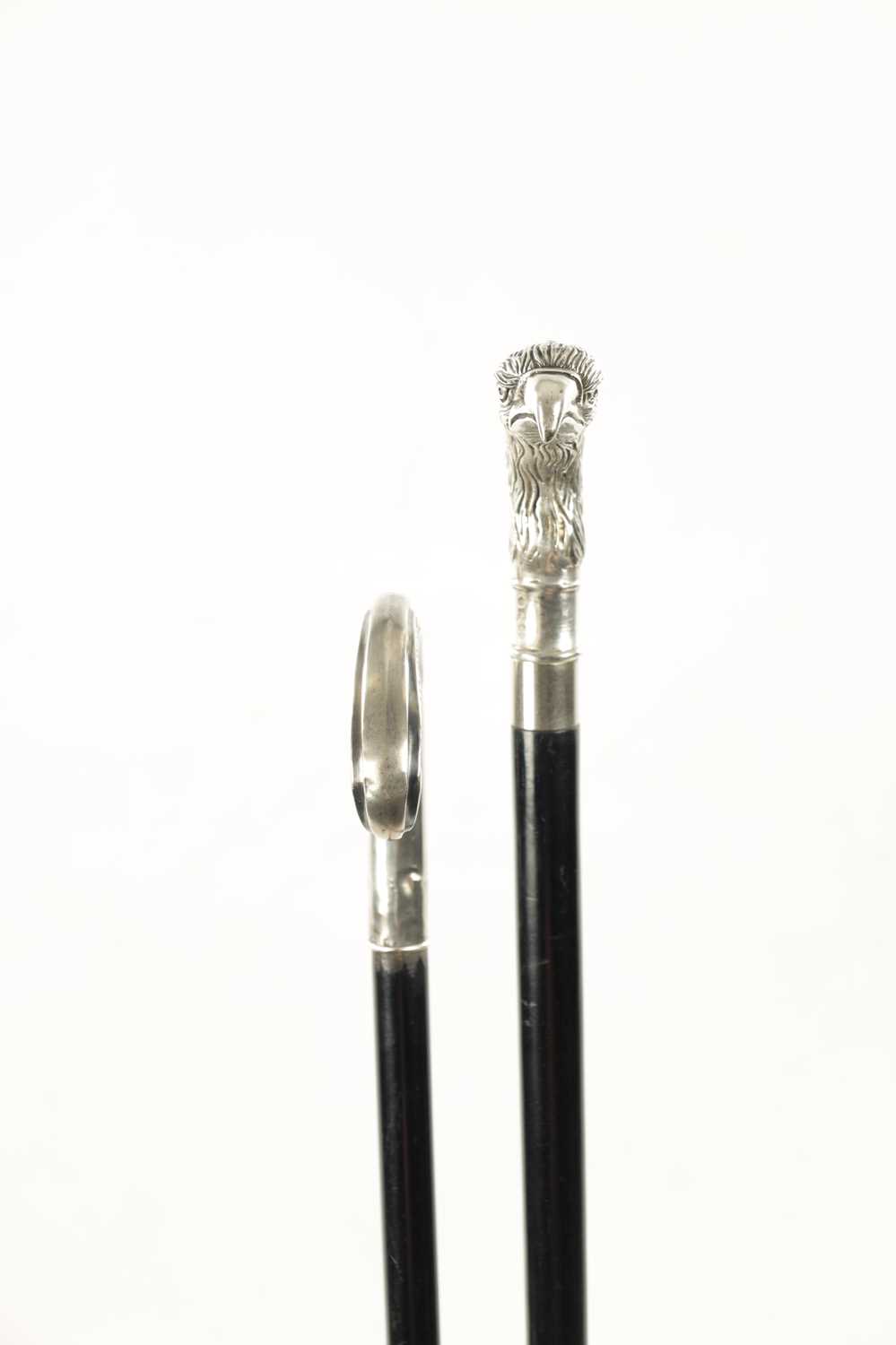 A COLLECTION OF TWO LATE 19TH CENTURY SILVER TOPPED WALKING STICKS - Image 2 of 4